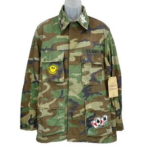 Topson Down Men’s Medium Camouflage Military Streetwear Jacket With Patches